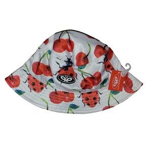 Petals and Peacocks Ladybug and Cherries Bucket Hat White NWT